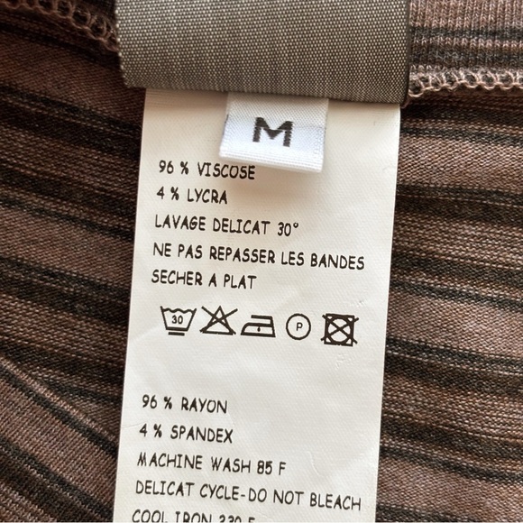 Lilith Striped Knit Top Medium Button Front Brown Lagenlook - Picture 6 of 7